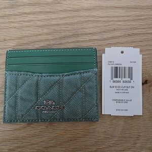 Coach Green Quilted Card Holder